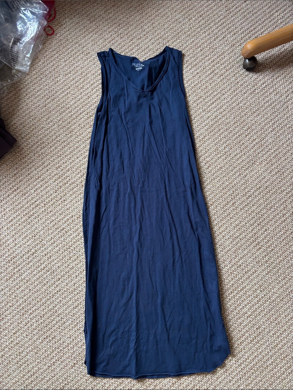 Time and Tru Solid Navy Tank Maxi Dress